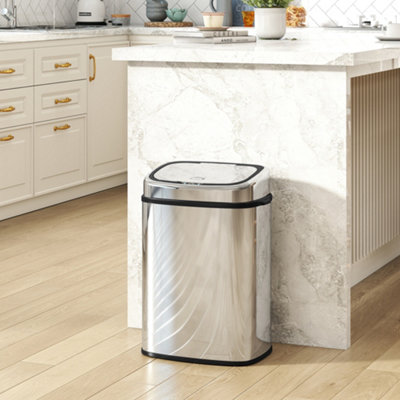 B&Q -  50L Sensor BinStainless Steel Kitchen Bin With Automatic Close