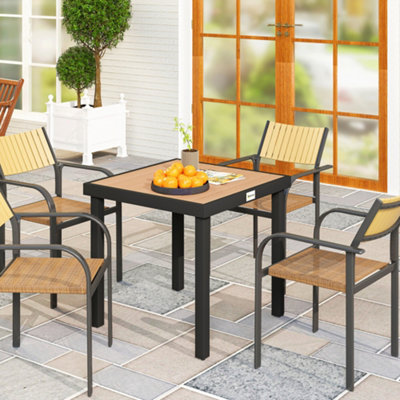 B&Q -  78 Cm Garden Dining Table For 4Square Outdoor Side TableNatural