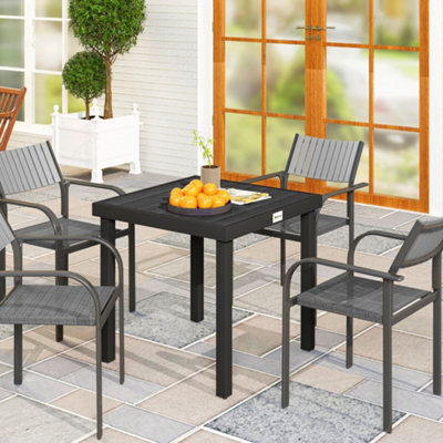 Outsunny 78 Cm Garden Dining Table For 4Square Outdoor Side TableBlack from B&Q