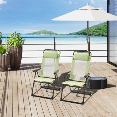Outsunny Garden Chairs Set Of 2 Folding Camping Chair ReclinersGreen from B&Q
