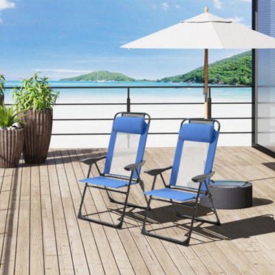 Outsunny Garden Chairs Set Of 2 Folding Camping Chair ReclinersBlue from B&Q