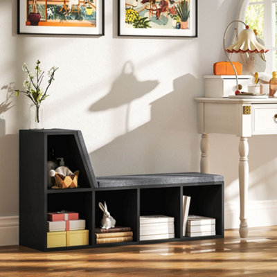 B&Q -  2 Tier Bookcase W/ Removable Cushions Storage Cabinet For Living Room