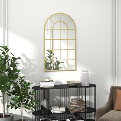 Homcom Modern Arch Window Wall Mirror For Living Room BedroomGold Tone from B&Q