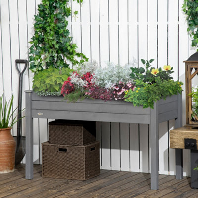 B&Q -  Garden Wooden Planter Flower Raised BedDark Grey
