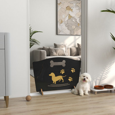 B&Q -  Wooden Dog StopperFreestanding Dog Gate With Support FeetBlack