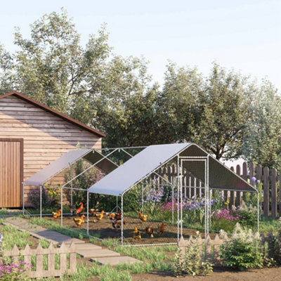 B&Q -  Walk In Chicken Run Large Galvanised Chicken Coop W/ Cover 3 X 8 X 2M