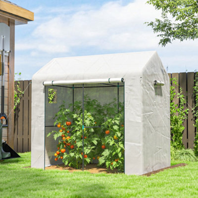 Outsunny Walk-In GreenhouseGreen House With Mesh WindowsWhite from B&Q