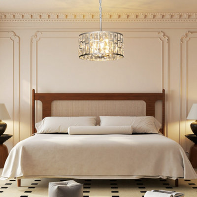 B&Q -  Flush Mount Ceiling Light3-Light Crystal Chandelier For Living Room
