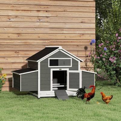 Pawhut Chicken Coop With Nesting BoxOpenable TopPull-Out TrayGrey from B&Q