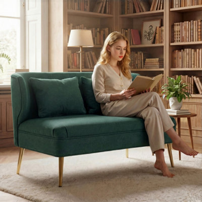 B&Q -  2 Seater SofaSmall Sofa With Wing BackThick SeatDark Green