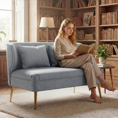 B&Q -  2 Seater SofaSmall Sofa With Wing BackThick SeatLight Grey