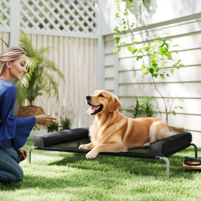 Pawhut Elevated Dog Bed, Raised Dog Bed With Removable Bolsters Large B&Q