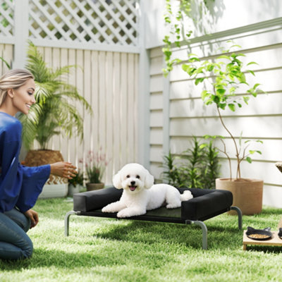 Pawhut Elevated Dog Bed, Raised Dog Bed With Removable Bolsters Small B&Q