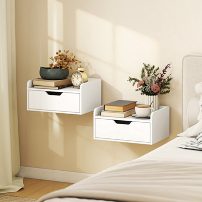 Homcom Floating Nightstands Set Of 2Nightstand With DrawerWhite from B&Q