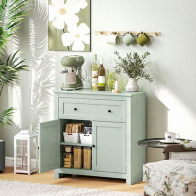 Homcom (Green) Sideboard, Kitchen Storage Cabinet W/ Adjustable Shelf, Drawer - Image 9