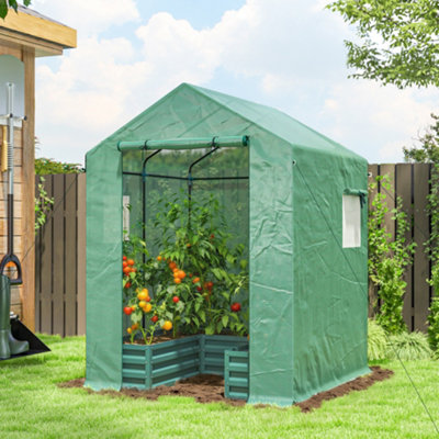 Outsunny Small Greenhouse Outdoor Greenhouse With Roll Up DoorGreen from B&Q