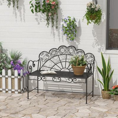 B&Q -  Garden BenchMetal Outdoor Patio Garden LoveseatBlack
