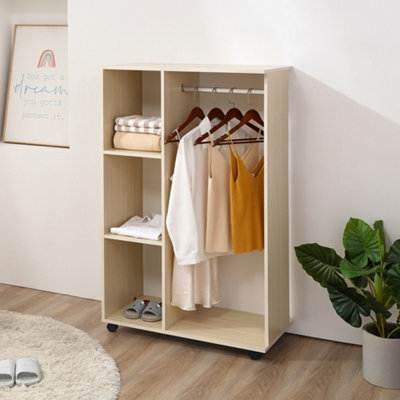 B&Q -  Rolling Open Wardrobe Hanging Rail Storage Shelves For Clothes