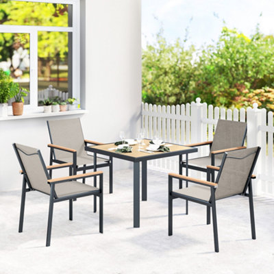 Outsunny 5 Piece Garden Dining SetOutdoor Table And 4 ChairsKhaki from B&Q