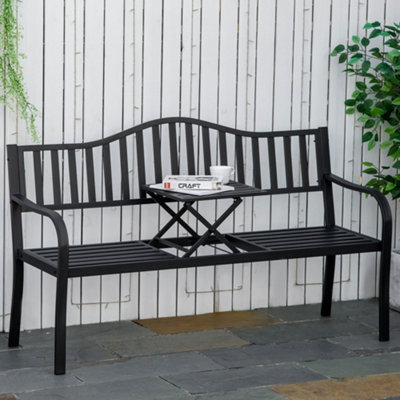 Outsunny Outdoor Bench With Liftable Middle TablePatio LoveseatBlack from B&Q