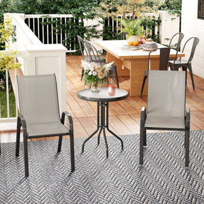 Outsunny Garden Bistro SetSmall Garden Set W/ Stackable ChairsLight Grey from B&Q