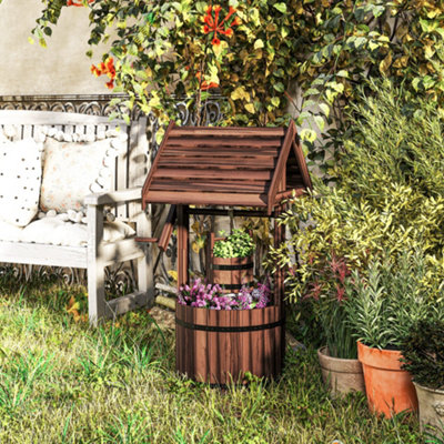Outsunny Wooden Wishing Well PlanterFlower Planter With Drainage Hole from B&Q