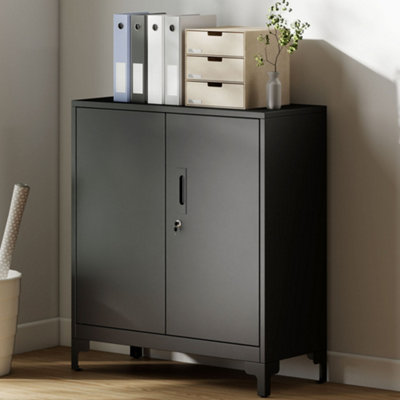 Homcom Lockable Metal Filing Cabinet2-Tier Storage CupboardBlack from B&Q