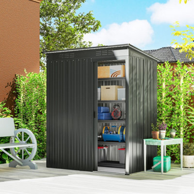 Outsunny 5 X 3.5Ft Metal Garden Shed With Effortless AssemblyDark Grey from B&Q