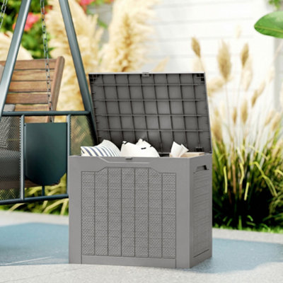 Outsunny Unisex Khaki 93L Plastic Garden Storage Box, Storage Container W/ Handles In - Image 5