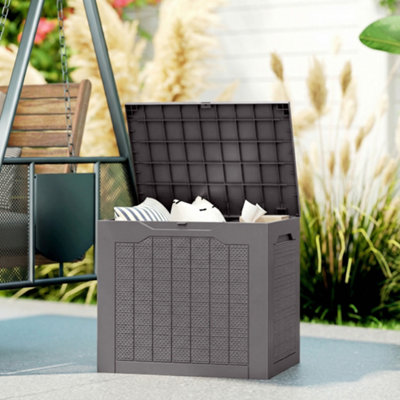 B&Q -  97L Plastic Garden Storage BoxStorage Container W/ Handles Brown