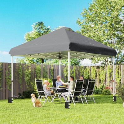 Outsunny Dark/Grey 3X3 Pop Up Gazebo W/ Wheels, One-Touch Party Tent, Size 3