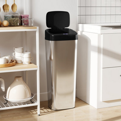 B&Q -  50L Sensor BinStainless Steel Slim Kitchen BinFingerprint-Proof