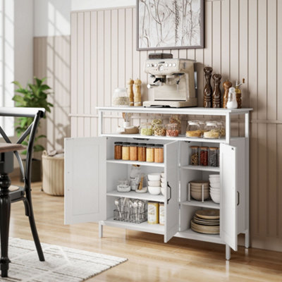 Homcom White Industrial Kitchen Sideboard With Open Shelf & 2 Cabinets, - Image 4