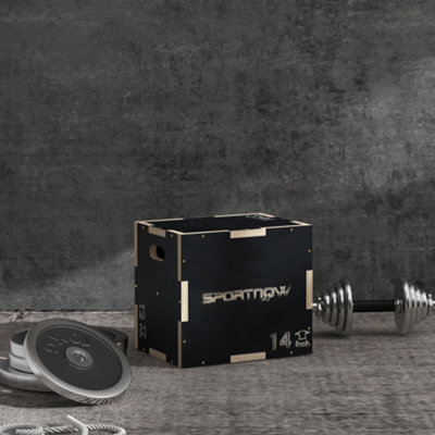 Sportnow Unisex Black 3-In-1 Anti-Slip Pylometric Jump Box, Wooden Pylo Box For Home Gym In 120Kg - Image 5