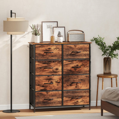 Homcom Fabric Chest Of Drawers, 8 Drawer Dresser For Bedroom, Rustic Brown