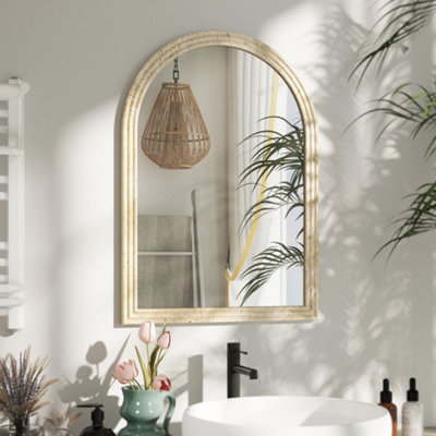 Homcom Unisex Beige Arched Wall Mirror With Modern Tempered Glass & Polystyrene Large - Image 6