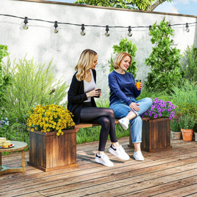Outsunny Wooden Garden Planter & Bench Combination Garden Raised Bed from B&Q