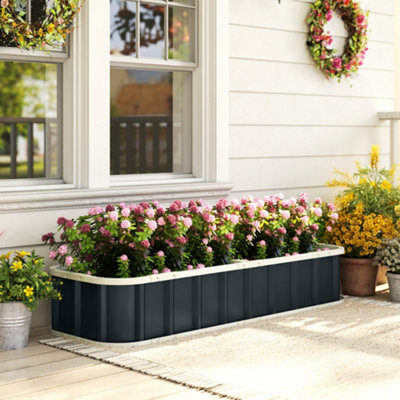 Outsunny Galvanised Raised Garden Bed With GlovesDark Grey from B&Q
