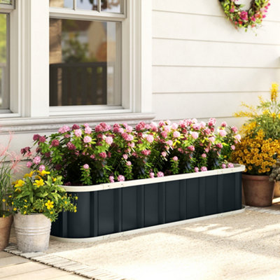 Outsunny Galvanised Raised Garden Bed With GlovesDark Grey from B&Q
