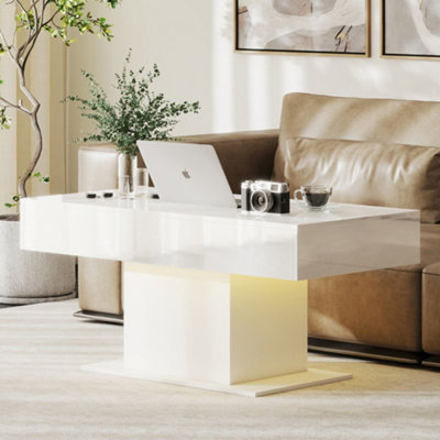B&Q -  Extendable Coffee TableLiving Room Table With Led LightsWhite