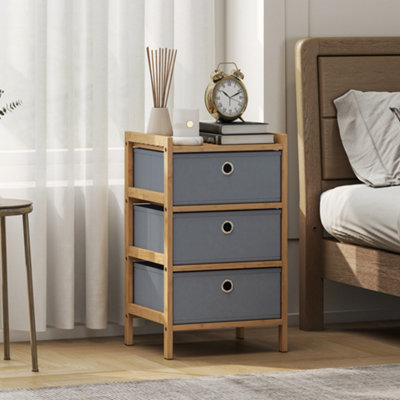 B&Q -  Chest Of Drawers3 Drawers Dresser With Bamboo FrameLight Grey