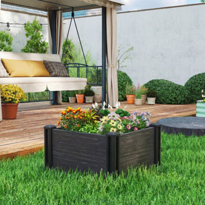 Outsunny Dark/Grey X X 1Ft Vinyl Raised Garden Bed Kit, Size 2 B&Q