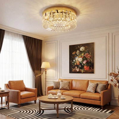 B&Q -  Crystal Ceiling Light With 225 Crystal PendantsGold Tone