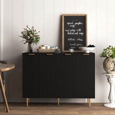 Homcom Sideboard Buffet Cabinet With Adjustable ShelvesBlack from B&Q
