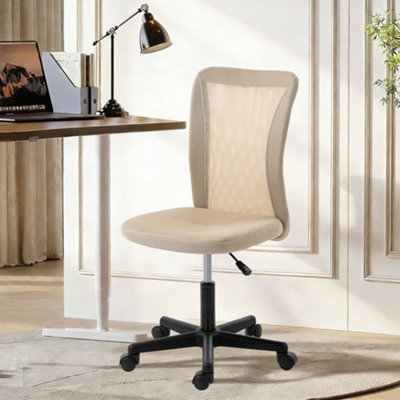 Vinsetto Unisex Beige Armless Office Chair, Swivel Desk Chair W/ Adjustable Height In Small - Image 4
