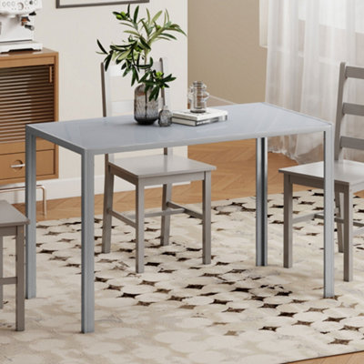 Homcom Modern Rectangular 4 Seater Dining Table With Tempered Glass Top from B&Q