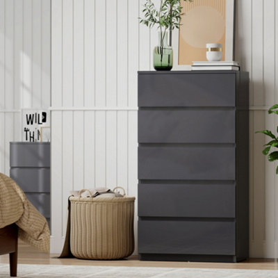 Homcom Bedroom Chest Of Drawers5 Drawers DresserDrawer UnitGrey from B&Q