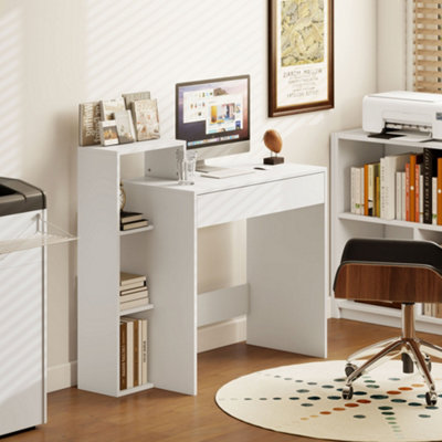 Homcom Computer Desk With 3 Open Shelves And DrawerWhite from B&Q