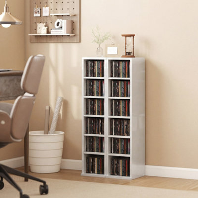 Rackhams White Set Of 2 Cd Storage Units Dvd Shelf With Adjustable Shelves - High Gloss - Image 6