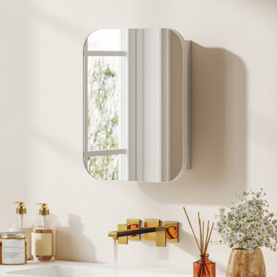 Portland White Wall Mounted Bathroom Cabinet with Mirror - Image 9